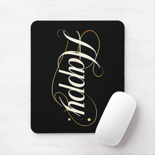 Minimalistisk Elegant Guld Glad Typografi - Klassi Musmatta (Med mus)