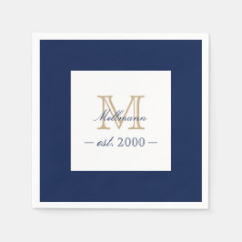 Minimalistisk Elegant Guld Monogram Familje År Est Pappersservett