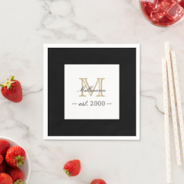 Minimalistisk Elegant Guld Monogram Familje År Eta Pappersservett