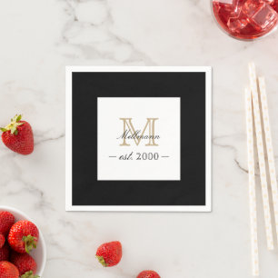 Minimalistisk Elegant Guld Monogram Familje År Eta Pappersservett