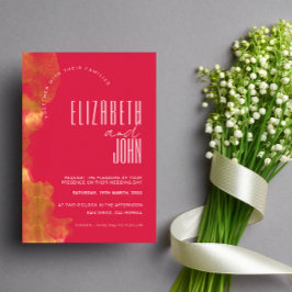 Minimalistisk Elegant Guld och Magenta Bröllop Inbjudningar