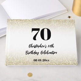 Minimalistisk Elegant Guld och Svart 70-årsdag Gästböcker