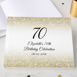 Minimalistisk Elegant Guld och Svart 70-årsdag Gästböcker