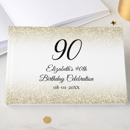 Minimalistisk Elegant Guld och Svart 90-årsdag Gästböcker