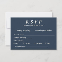 Minimalistisk Elegant Hamnblå RSVP med Förrätter OSA Kort