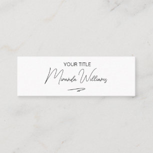 Minimalistisk Elegant, handskriven, eget namn vit Mini Visitkort