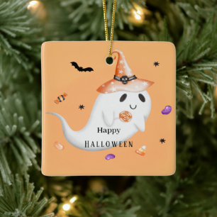 Minimalistisk elegant: Happy halloween Rosa Julgransprydnad Keramik