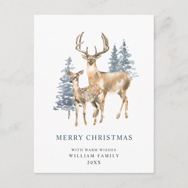 Minimalistisk Elegant Hjort Helgdag Vykort (Framsida)