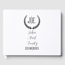 Minimalistisk elegant i monogram, svart och vit br gästböcker