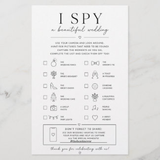 Minimalistisk Elegant I Spy Bröllopssökjakt Flygblad