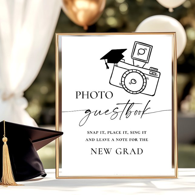 Minimalistisk Elegant i Studenten Photo Guestbook Poster (Skapare uppladdad)