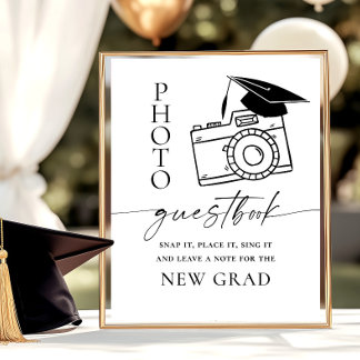 Minimalistisk Elegant i Studenten Photo Guestbook Poster