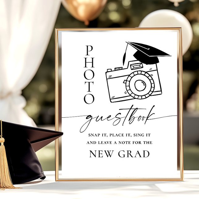 Minimalistisk Elegant i Studenten Photo Guestbook Poster (Skapare uppladdad)