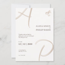 Minimalistisk elegant inbjudan med initialer