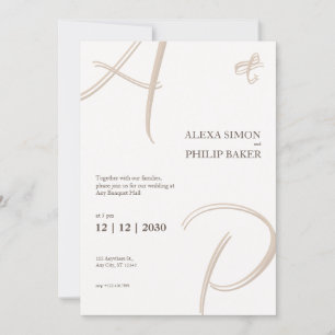 Minimalistisk elegant initial inbjudan