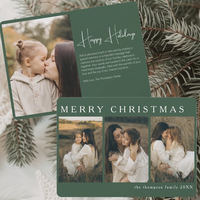 Minimalistisk Elegant Jul Enkel 4 Photo Moss Julkort (Skapare uppladdad)