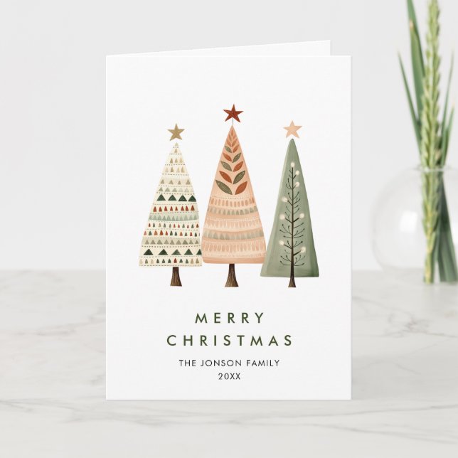 Minimalistisk Elegant jul Gräs Träd Helgkort (Framsida)