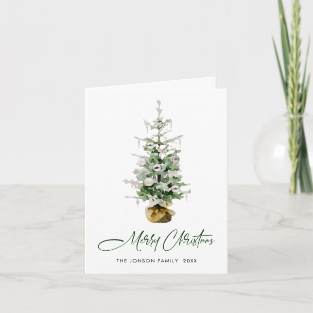 Minimalistisk Elegant jul Gräs Träd Helgkort (Framsida)