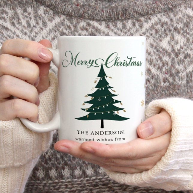 Minimalistisk Elegant Julgran Snöflingor Mugg (Merry Christmas Mug)