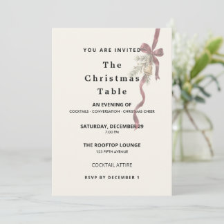Minimalistisk Elegant Julmiddagsfirande Inbjudningar