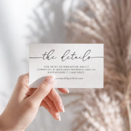 Minimalistisk Elegant Kalligrafi Bröllopsdetaljer Tilläggskort