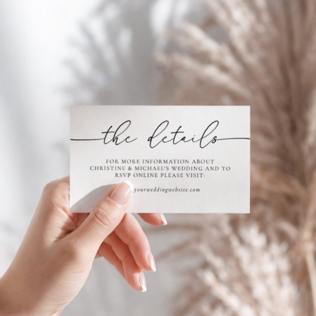 Minimalistisk Elegant Kalligrafi Bröllopsdetaljer Tilläggskort (Skapare uppladdad)