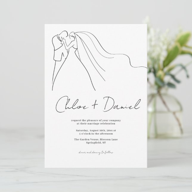 Minimalistisk Elegant Kalligrafi Bröllopsinbjudan Inbjudningar (Stående Fram)