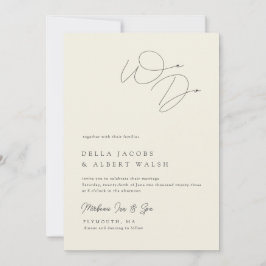 Minimalistisk Elegant Kalligrafi Elfenbensvit Bröl Inbjudningar