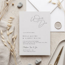 Minimalistisk Elegant Kalligrafi Ljusgrå Bröllop
