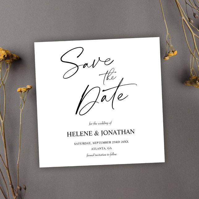 Minimalistisk Elegant Kalligrafi Modern Bröllop Spara Datumet (Minimalist Elegant Calligraphy Modern Wedding Save The Date)