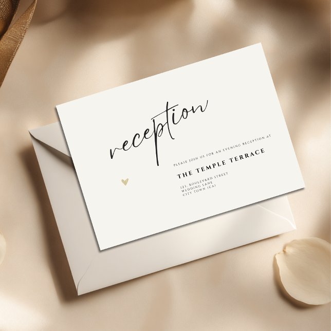 Minimalistisk Elegant Kalligrafi Typo Bröllop  Tilläggskort (Minimalist reception invitation for wedding. Change name, venue and date.)