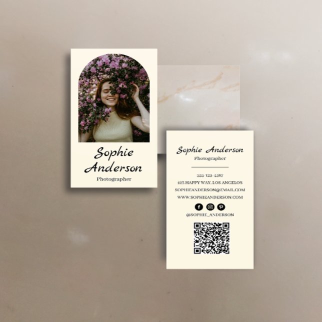 Minimalistisk Elegant Kalligrafiskrift Fotografi Visitkort (Skapare uppladdad)