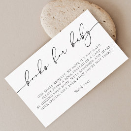 Minimalistisk Elegant Kalligraphy Baby Shower Boka Tilläggskort