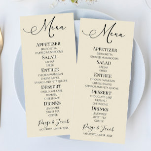 Minimalistisk Elegant Klassisk Bröllopsmatmeny Meny