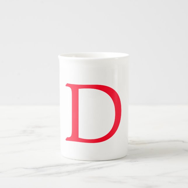 Minimalistisk Elegant - klassiskt rött monogram -  Benporslin Mugg (Framsidan)
