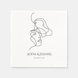 Minimalistisk Elegant Konstnärlig Linnear Bröllop Pappersservett