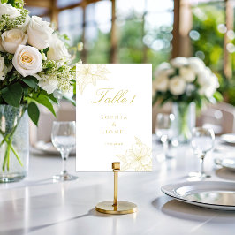 Minimalistisk Elegant kontur Blommigt Bröllop Bordsnummer