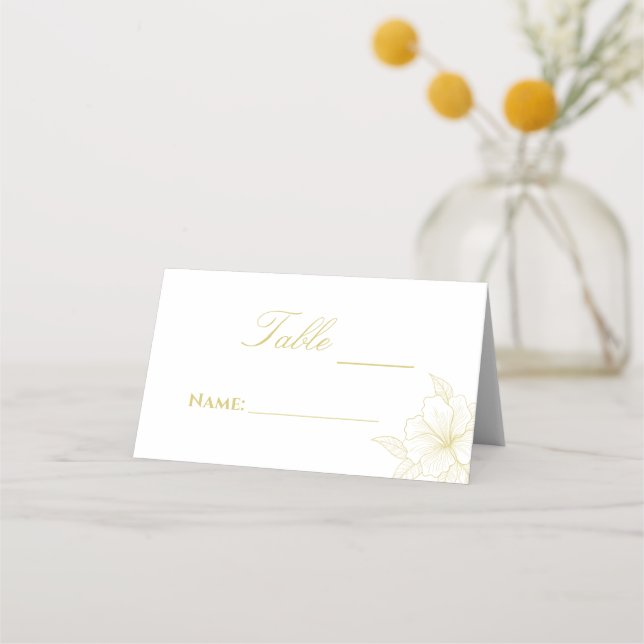 Minimalistisk Elegant kontur Blommigt Bröllop Placeringskort (Framsida)