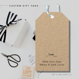 Minimalistisk Elegant Kraft Black Bow Newlyed Presentetikett