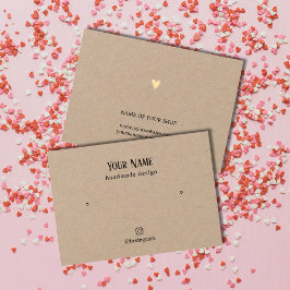 Minimalistisk Elegant Kraft Guld Heart EarrCard Visitkort