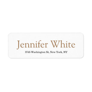 Minimalistisk Elegant Light Brown & White Bold Ret Returadress Etikett
