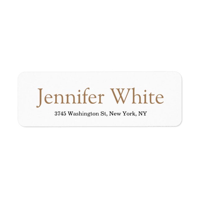 Minimalistisk Elegant Light Brown & White Bold Ret Returadress Etikett (Framsidan)