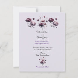 Minimalistisk Elegant Lila Peony Bröllopsinbjudan Inbjudningar