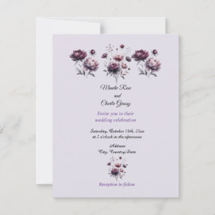 Minimalistisk Elegant Lila Peony Bröllopsinbjudan Inbjudningar