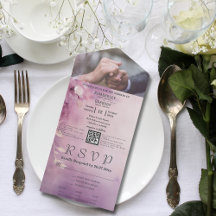 Minimalistisk Elegant Lilac-Blommigt QR-kodfoto