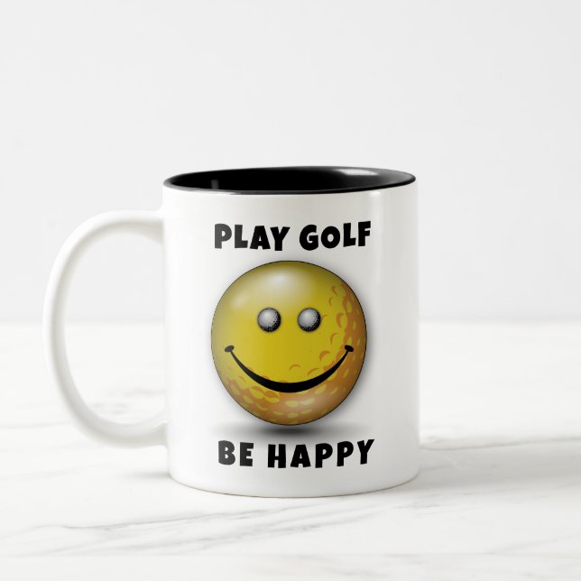 Minimalistisk Elegant Lycklig Golfer Design Två-Tonad Mugg (Vänster)