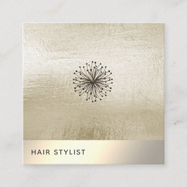 Minimalistisk elegant lyxfolie guld dandelion fyrkantigt visitkort (Framsida)