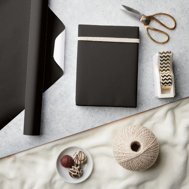 Minimalistisk Elegant Massiv Läder Svart Enkel Presentpapper (Hantverk)