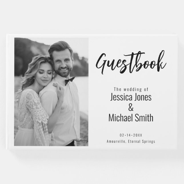 💍 minimalistisk Elegant med foto och meddelande Gästböcker (Framsida)