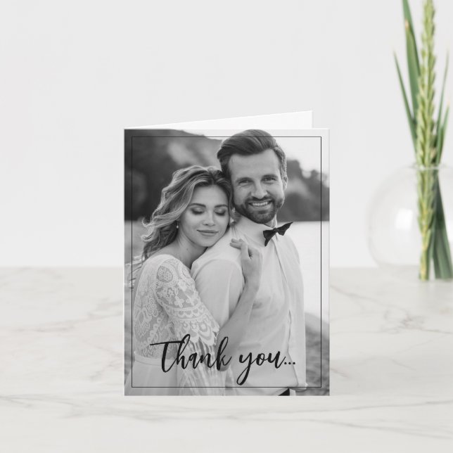 💍 Minimalistisk Elegant med foto Tack Kort (Framsida)